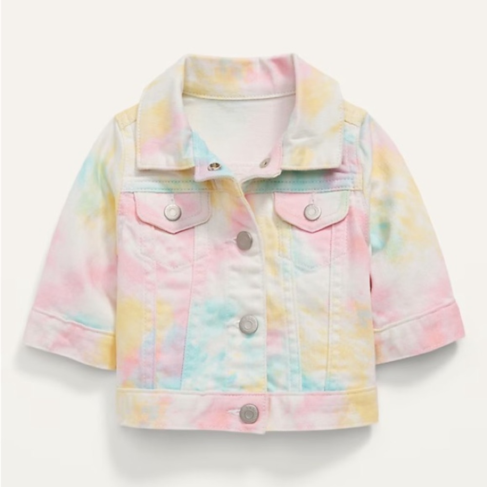 Old Navy Toddler Girls Pastel Tie Dye Jean Denim Jacket